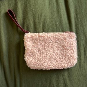 Pink fluffy make up bag